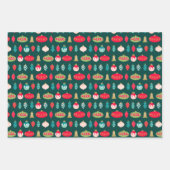 Retro Weihnachtsschmuck Mittelalter Moderne Farben Geschenkpapier Set (Vorderseite)