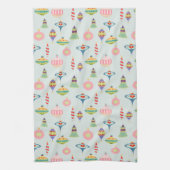 Retro Weihnachtsschmuck | Moderne Mitte des Jahrhu Geschirrtuch (Vertikal)