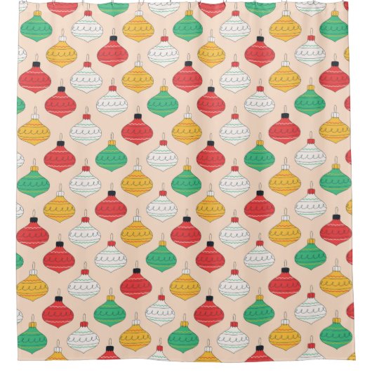 Retro Weihnachtsschmuck Muster Duschvorhang (Vorderseite)