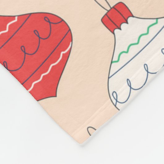 Retro Weihnachtsschmuck Muster Fleecedecke (Ecke)