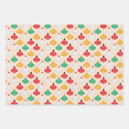 Retro Weihnachtsschmuck Muster Geschenkpapier Set (Vorderseite 2)