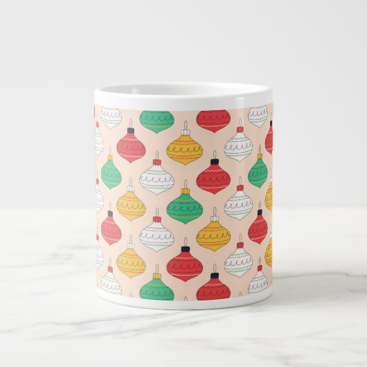 Retro Weihnachtsschmuck Muster Jumbo-Tasse (Vorderseite)