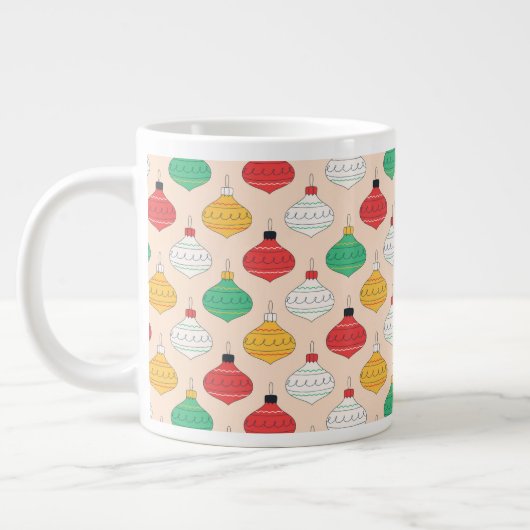 Retro Weihnachtsschmuck Muster Jumbo-Tasse (Links)