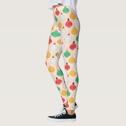 Retro Weihnachtsschmuck Muster Leggings (Links)