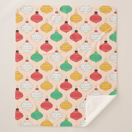 Retro Weihnachtsschmuck Muster Sherpadecke (Vorderseite)