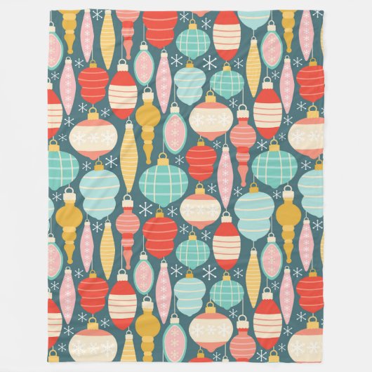 Retro Weihnachtsschmuck Nahtloses Muster Fleecedecke (Vorderseite)