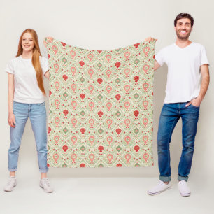 Retro-Weihnachtsschmuck Rosa, Rot, Grün Fleecedecke