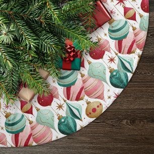 Retro-Weihnachtsschmuck Rosa und Türkis Polyester Weihnachtsbaumdecke
