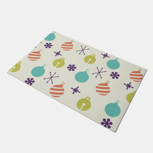 Retro Weihnachtsschmuck Schneeflocken Fußmatte (Schrägansicht)