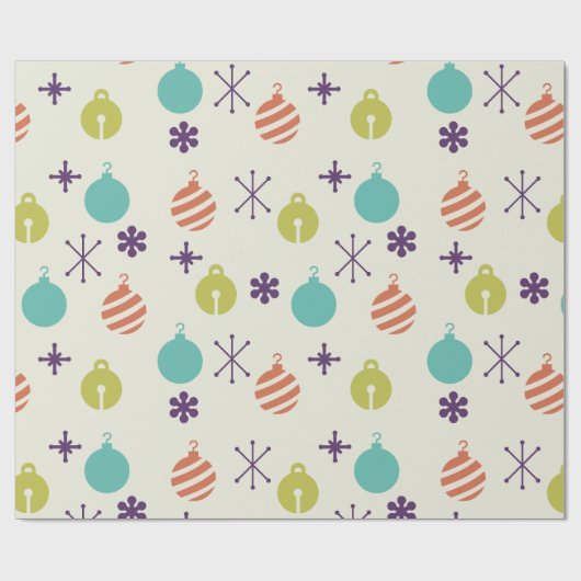 Retro Weihnachtsschmuck Schneeflocken Geschenkpapier (Flach)
