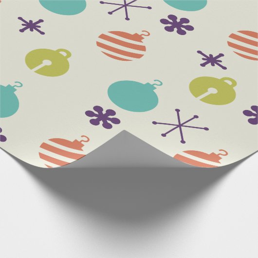 Retro Weihnachtsschmuck Schneeflocken Geschenkpapier (Ecke)