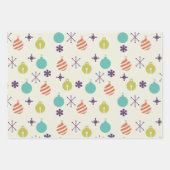 Retro Weihnachtsschmuck Schneeflocken Geschenkpapier Set (Vorderseite)