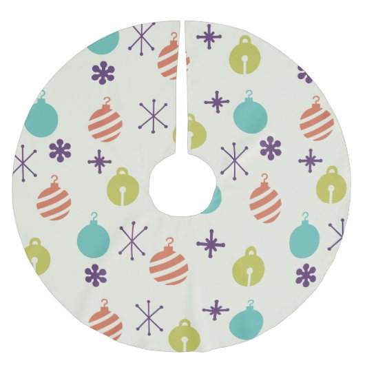 Retro Weihnachtsschmuck Schneeflocken Polyester Weihnachtsbaumdecke (Vorderseite)