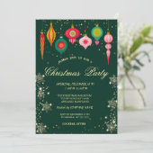 Retro Weihnachtsschmuck Schneeflocken Weihnachten Einladung (Stehend Vorderseite)