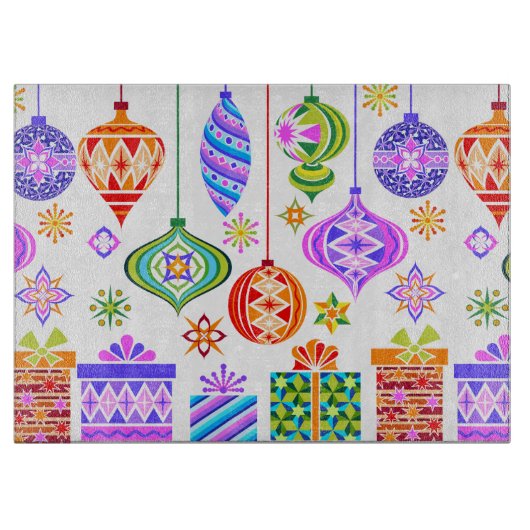 Retro Weihnachtsschmuck Schneidebrett (Vorderseite)