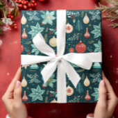 Retro Weihnachtsschmuck und Blume Muster Geschenkpapier