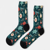 Retro Weihnachtsschmuck und Blume Muster Socken (Linkes Detail)