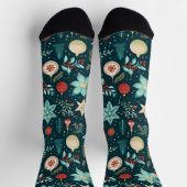 Retro Weihnachtsschmuck und Blume Muster Socken (Oben)