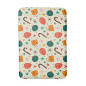 Retro Weihnachtsschmuck und Geschenkmuster Badematte (Vorderseite Vertikal)