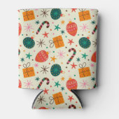 Retro Weihnachtsschmuck und Geschenkmuster Dosenkühler (Vorderseite)