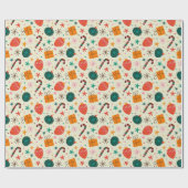 Retro Weihnachtsschmuck und Geschenkmuster Geschenkpapier (Flach)