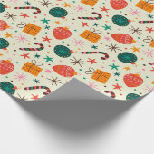 Retro Weihnachtsschmuck und Geschenkmuster Geschenkpapier (Ecke)