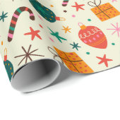 Retro Weihnachtsschmuck und Geschenkmuster Geschenkpapier (Rolleneckpunkt)