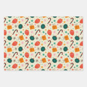 Retro Weihnachtsschmuck und Geschenkmuster Geschenkpapier Set (Vorderseite 3)