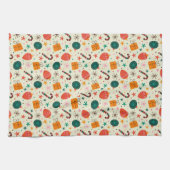 Retro Weihnachtsschmuck und Geschenkmuster Geschirrtuch (Horizontal)