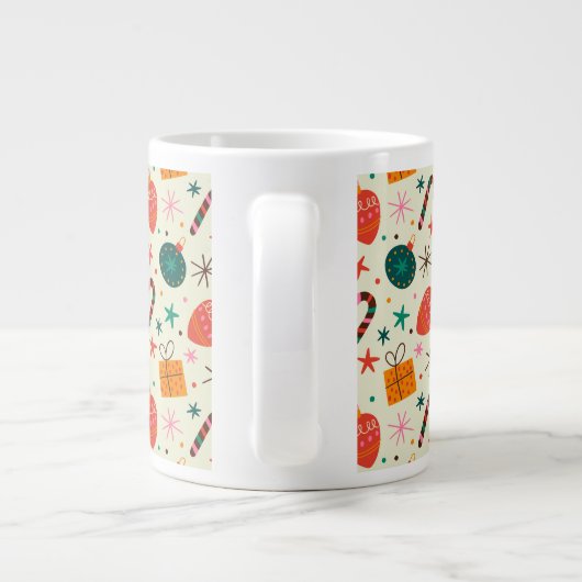 Retro Weihnachtsschmuck und Geschenkmuster Jumbo-Tasse (Rückseite)