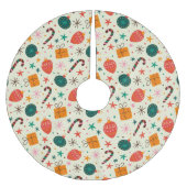 Retro Weihnachtsschmuck und Geschenkmuster Polyester Weihnachtsbaumdecke (Vorderseite)