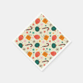 Retro Weihnachtsschmuck und Geschenkmuster Serviette (Ecke)