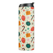 Retro Weihnachtsschmuck und Geschenkmuster Thermosbecher (Nach links gedreht)