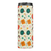 Retro Weihnachtsschmuck und Geschenkmuster Thermosbecher (Rückseite)