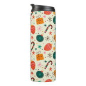 Retro Weihnachtsschmuck und Geschenkmuster Thermosbecher (Nach rechts gedreht)