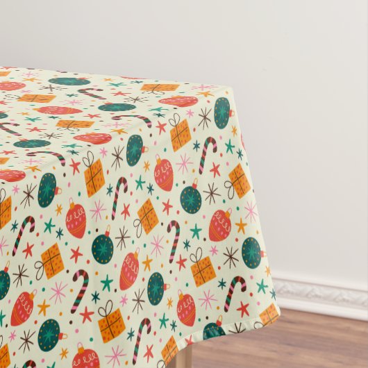 Retro Weihnachtsschmuck und Geschenkmuster Tischdecke (Beispiel)