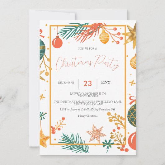 Retro Weihnachtsschmuck Unternehmen Weihnachten Save The Date (Vorderseite)