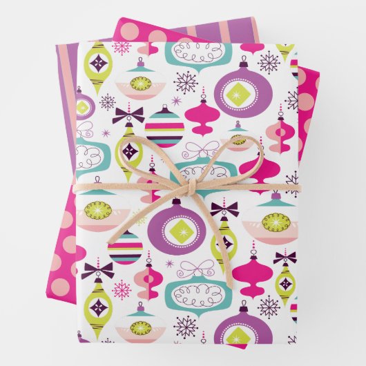 Retro Weihnachtsschmuck Wrapping Paper Set Geschenkpapier Set (Beispiel)