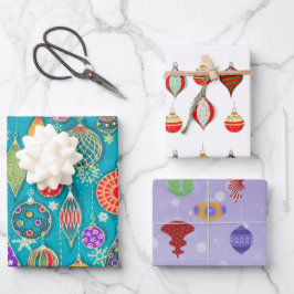 Retro Weihnachtsschmuck Wrapping Paper Sheets  Geschenkpapier Set