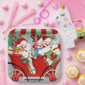 Retro-Weihnachtsschnee Familie Pappteller (Party)