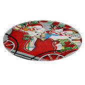 Retro-Weihnachtsschnee Familienurlaub Schneidebrett (Ecke)