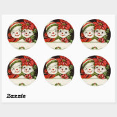 Retro-Weihnachtsschnee-Paar Holiday Runder Aufkleber (Blatt)