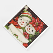 Retro-Weihnachtsschnee-Paar Holiday Serviette (Ecke)