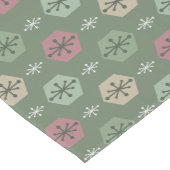 Retro Weihnachtsschneeflocken Grün Gold Kurzer Tischläufer (Ecke)