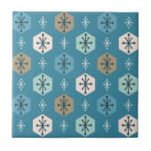 Retro Weihnachtsschneeflocken Türkis Gold Fliese (Vorderseite)