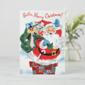 Retro-Weihnachtsschneemann Feiertagskarte (Stehend Vorderseite)