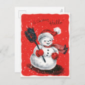 Retro-Weihnachtsschneemann Feiertagspostkarte (Vorne/Hinten)