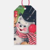 Retro Weihnachtsschneemann Party Namensschild Geschenkanhänger (Vorderseite)