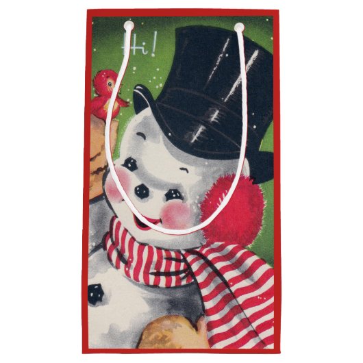 Retro Weihnachtsschneemann Weihnachtsfeier Kleine Geschenktüte (Vorderseite)