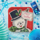 Retro Weihnachtsschneemann Weihnachtsfeier Pappteller (Party)